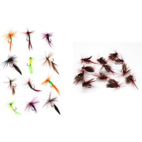 Fly Fishing Flies Kit - Fly Fishing Lures with Fly Fishing Box - Fly Fishing Assortment Kit for Bass Trout Salmon Fishing - Dry Flies Wet Flies