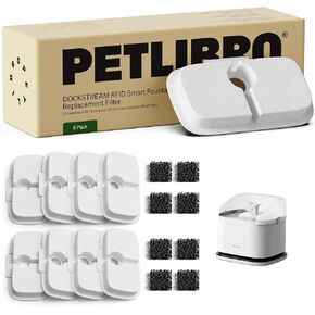 PETLIBRO 8-Pack Filters for Dockstream RFID Smart Cat Water Fountain PLWF305, 4-Month Set of Replacement Filters for Ultra-Quiet Automatic Cat Water Dispenser