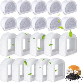 20 Pcs Cat Water Fountain Filters Replacment Compatible with PetSafe Drinkwell Fountains, 10 Replacement Carbon Filters & 10 Replacement Sponges Foam Filters Compatible with PetSafe Water Fountain
