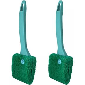 DONGKER 2 PCS Fish Tank Scrubber Brush,Double Sided Aquarium Algae Scraper with Non-Slip Handle for Freshwater Marine Fish Tank