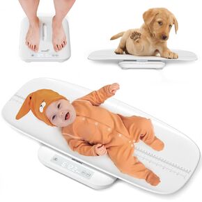 GROWNSY Baby Scale, Multifunctional Baby Weight Scale, Pet Scale for Puppy, Cat, Adult Scale Up to 330lbs, Accurate Digital Scale with Hold Function, 27-inch Height Measurement, 5 Units, LCD Screen