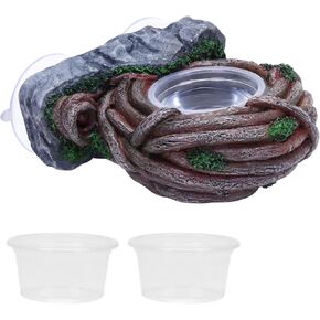 AIICIOO Vine Reptile Feeding Ledge Pet Food Bowl Water Dish Amphibian Feeder Bowl Reptile Terrarium Decor for Bearded Dragon Lizard Snake Frog Gecko Tortoise Hermit Crab