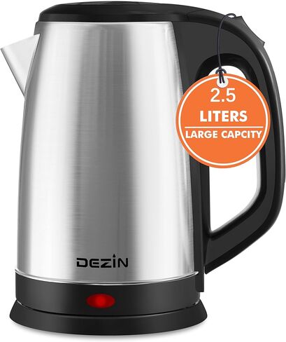 DEZIN Electric Kettle Upgraded, BPA Free 2.5L Stainless Steel Tea Kettle, Fast Boil Water Warmer with Auto Shut Off and Boil Dry Protection Tech for Coffee, Tea, Beverages in Kuwait