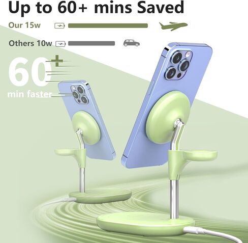 Wireless Charging Station for Multiple Devices Apple, 3 in 1 Wireless Charger Stand Mage-Safe Charger for iPhone 16 15 14 13 12 Pro Max/Plus/Pro Apple Watch AirPods (Mint Green) in Saudi Arabia