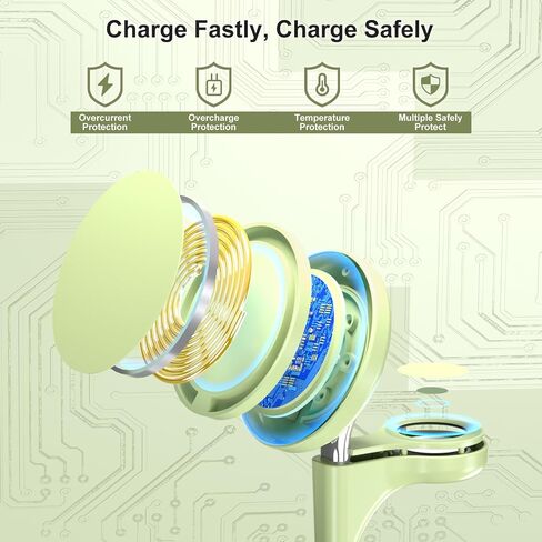 Wireless Charging Station for Multiple Devices Apple, 3 in 1 Wireless Charger Stand Mage-Safe Charger for iPhone 16 15 14 13 12 Pro Max/Plus/Pro Apple Watch AirPods (Mint Green) in Saudi Arabia