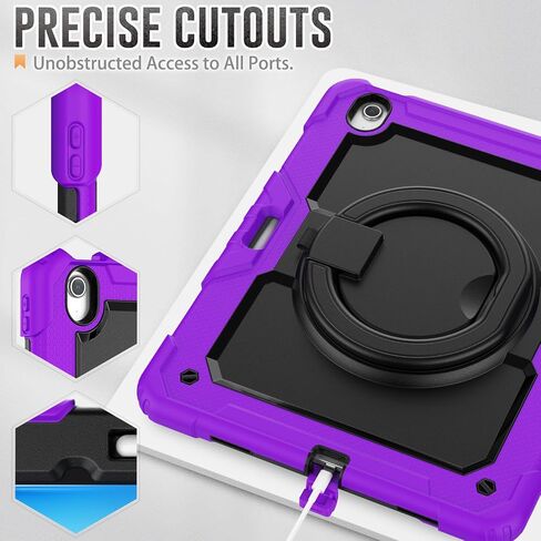 for iPad Air 13 Inch Case 2024 M2, iPad Air 13 2024 Cover with Screen Protector- Pencil Holder- Rotating Stand & Handle- Shoulder Strap- Full Body Shockproof Rugged Protective Cover, Purple in Saudi Arabia