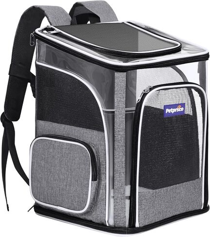 Petprsco Pet Carrier Backpack for Cats, Dogs and Small Animals 16lbs, Portable Puppy Carrying Backpack Bag, Ideal for Hiking Travel Camping Walking Cycling Outdoor Use in Saudi Arabia