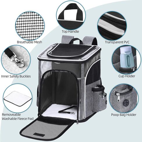 Petprsco Pet Carrier Backpack for Cats, Dogs and Small Animals 16lbs, Portable Puppy Carrying Backpack Bag, Ideal for Hiking Travel Camping Walking Cycling Outdoor Use in Saudi Arabia