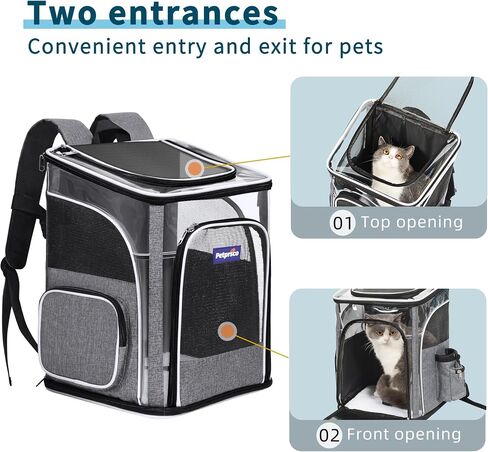 Petprsco Pet Carrier Backpack for Cats, Dogs and Small Animals 16lbs, Portable Puppy Carrying Backpack Bag, Ideal for Hiking Travel Camping Walking Cycling Outdoor Use in Saudi Arabia