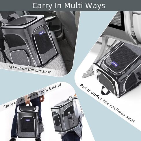 Petprsco Pet Carrier Backpack for Cats, Dogs and Small Animals 16lbs, Portable Puppy Carrying Backpack Bag, Ideal for Hiking Travel Camping Walking Cycling Outdoor Use in Saudi Arabia