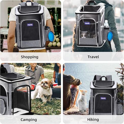 Petprsco Pet Carrier Backpack for Cats, Dogs and Small Animals 16lbs, Portable Puppy Carrying Backpack Bag, Ideal for Hiking Travel Camping Walking Cycling Outdoor Use in Saudi Arabia