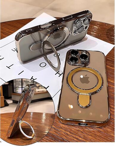 LXK Magnetic Invisible Stand for iPhone 16 Pro Max Case 6.9" Compatible with MagSafe, Military-Grade Protection, with Camera Protector, Clear Scratch-Resistant Back Cover for 16 ProMax,Desert Titanium in Saudi Arabia