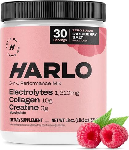 Harlo - Watermelon Salt Electrolyte Drink Mix w/Bovine Collagen & Creatine - Creatine Monohydrate Powder - Energy Drink Powder - Pre Workout Powder - Sugar Free Energy Drinks - Post Workout Recovery in Saudi Arabia