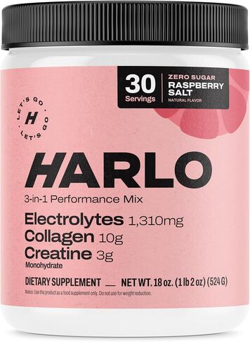 Harlo - Watermelon Salt Electrolyte Drink Mix w/Bovine Collagen & Creatine - Creatine Monohydrate Powder - Energy Drink Powder - Pre Workout Powder - Sugar Free Energy Drinks - Post Workout Recovery in Saudi Arabia