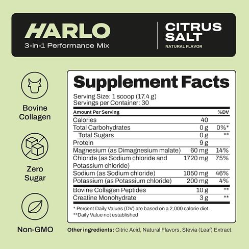 Harlo - Watermelon Salt Electrolyte Drink Mix w/Bovine Collagen & Creatine - Creatine Monohydrate Powder - Energy Drink Powder - Pre Workout Powder - Sugar Free Energy Drinks - Post Workout Recovery in Saudi Arabia