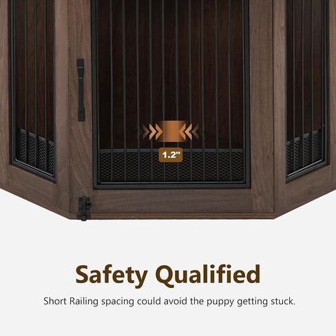 MCombo Corner Dog Crate Furniture with Glass Shelves, Wooden Dog Kennel Furniture with Door, Pet Crate Indoor Use, CN17 (White and Brown) in Saudi Arabia
