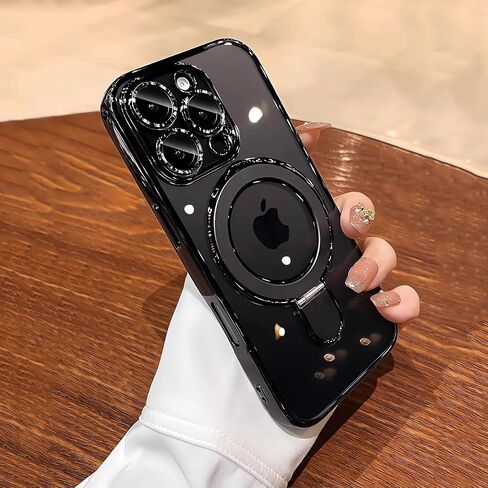 LXK Magnetic Invisible Stand for iPhone 16 Pro Max Case 6.9" Compatible with MagSafe, Military-Grade Protection, with Camera Protector, Clear Scratch-Resistant Back Cover for 16 ProMax,Desert Titanium in Saudi Arabia