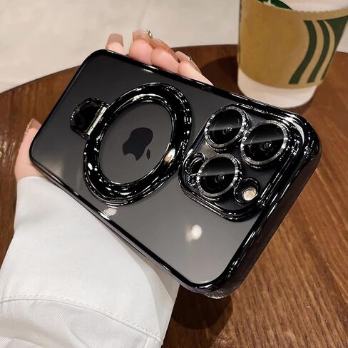 LXK Magnetic Invisible Stand for iPhone 16 Pro Max Case 6.9" Compatible with MagSafe, Military-Grade Protection, with Camera Protector, Clear Scratch-Resistant Back Cover for 16 ProMax,Desert Titanium in Saudi Arabia