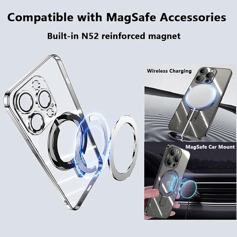 LXK Magnetic Invisible Stand for iPhone 16 Pro Max Case 6.9" Compatible with MagSafe, Military-Grade Protection, with Camera Protector, Clear Scratch-Resistant Back Cover for 16 ProMax,Desert Titanium in Saudi Arabia