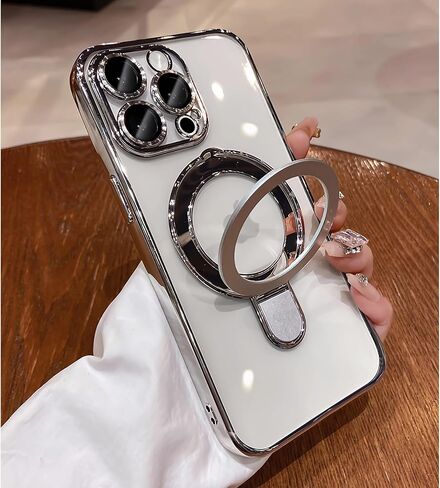 LXK Magnetic Invisible Stand for iPhone 16 Pro Max Case 6.9" Compatible with MagSafe, Military-Grade Protection, with Camera Protector, Clear Scratch-Resistant Back Cover for 16 ProMax,Desert Titanium in Saudi Arabia