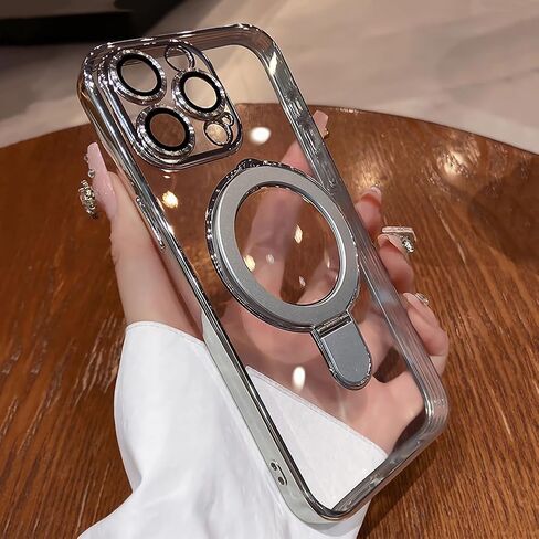 LXK Magnetic Invisible Stand for iPhone 16 Pro Max Case 6.9" Compatible with MagSafe, Military-Grade Protection, with Camera Protector, Clear Scratch-Resistant Back Cover for 16 ProMax,Desert Titanium in Saudi Arabia