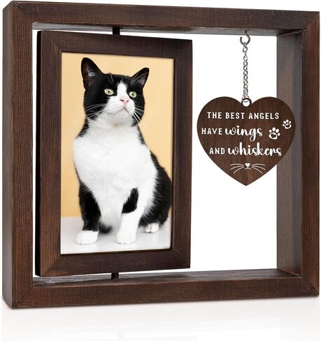 Cat Memorial Gifts for Loss of Cat, Pet Memorial Gifts Cat- Rotating Wooden Memorial Picture Frame with Heartwarming Words- Loss of Cat Sympathy Gift, Pet Loss Gifts Cat, 4"x6" Photo in Saudi Arabia