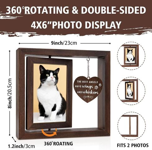 Cat Memorial Gifts for Loss of Cat, Pet Memorial Gifts Cat- Rotating Wooden Memorial Picture Frame with Heartwarming Words- Loss of Cat Sympathy Gift, Pet Loss Gifts Cat, 4"x6" Photo in Saudi Arabia