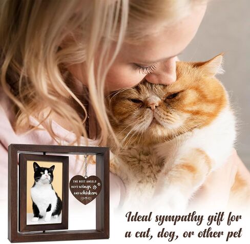 Cat Memorial Gifts for Loss of Cat, Pet Memorial Gifts Cat- Rotating Wooden Memorial Picture Frame with Heartwarming Words- Loss of Cat Sympathy Gift, Pet Loss Gifts Cat, 4"x6" Photo in Saudi Arabia