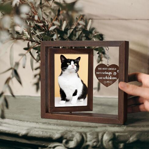 Cat Memorial Gifts for Loss of Cat, Pet Memorial Gifts Cat- Rotating Wooden Memorial Picture Frame with Heartwarming Words- Loss of Cat Sympathy Gift, Pet Loss Gifts Cat, 4"x6" Photo in Saudi Arabia