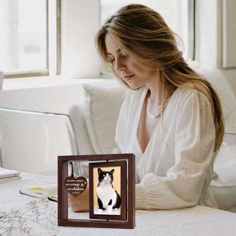 Cat Memorial Gifts for Loss of Cat, Pet Memorial Gifts Cat- Rotating Wooden Memorial Picture Frame with Heartwarming Words- Loss of Cat Sympathy Gift, Pet Loss Gifts Cat, 4"x6" Photo in Saudi Arabia