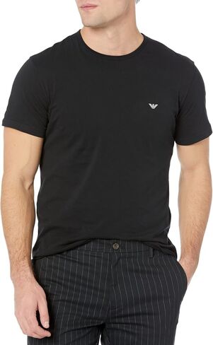 Emporio Armani Men's 2 Pack Pure Cotton Eagle Logo Regular Fit T-Shirt in Saudi Arabia
