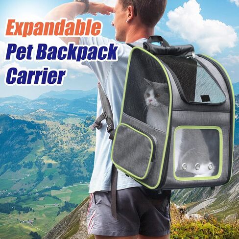 Petprsco Pet Carrier Backpack for Cats, Dogs and Small Animals 16lbs, Portable Puppy Carrying Backpack Bag, Ideal for Hiking Travel Camping Walking Cycling Outdoor Use in Saudi Arabia