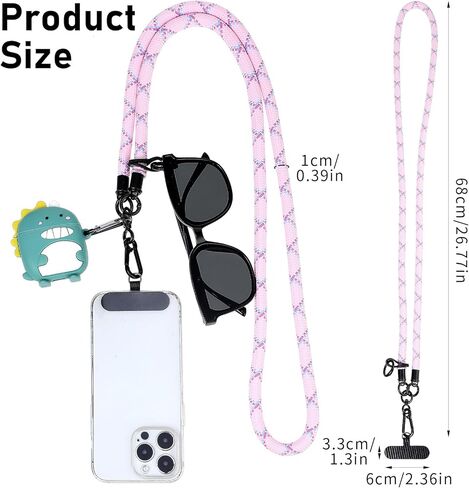 Mabor Universal Phone Cell Phone Lanyard Crossbody Phone Neck حامل مضاد للسرقة نايلون الرقبة حزام سميك حبل الحبل فاصل الرقبة حامل مع 2 شريط حبل غير لاصق للرجال والنساء in Kuwait