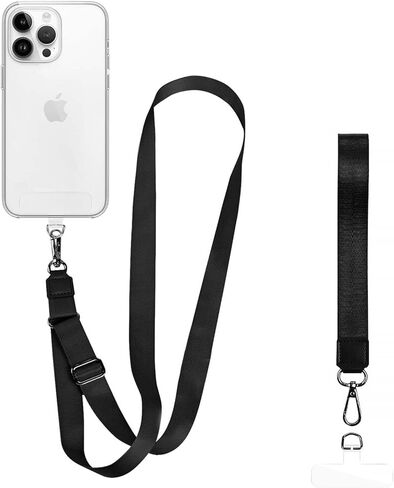 حزمة واحدة من حبل الهاتف، 1 × حزام رقبة قابل للتعديل، 1 × حزام معصم، 2 × مشبك هاتف، حزام هاتف حول الجسم، حبل للهاتف الخلوي، حبل هاتف Iphone، حبل هاتف، ملحقات حزام هاتف مضاد للسرقة (أسود) in Kuwait