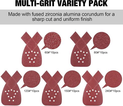 S SATC Mouse Detail Sander Sandpaper 50 PCS Mouse Sanding Pads 12 Hole Mouse Sandpaper Assorted 60/80/120/150/220 Grits in Saudi Arabia