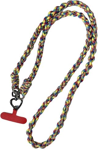 1Pcs Bohemian Style Braided Flower Cell Phone Lanyard Handmade Braided Crossbody Bag Lanyard Shoulder Neck Lanyard in Saudi Arabia