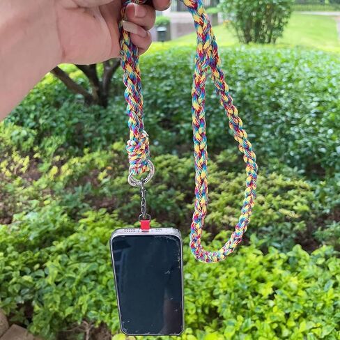 1Pcs Bohemian Style Braided Flower Cell Phone Lanyard Handmade Braided Crossbody Bag Lanyard Shoulder Neck Lanyard in Saudi Arabia