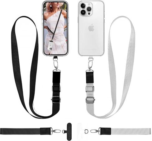 الهاتف الحبل Crossbody حزام المعصم حزام 1 حزمة سلسلة الهاتف الخليوي مكافحة سرقة الرقبة حامل الهاتف حزام المعصم وحقيبة الهاتف Crossbody مع ملحقات حزام الهاتف للانفصال (أسود) in Saudi Arabia
