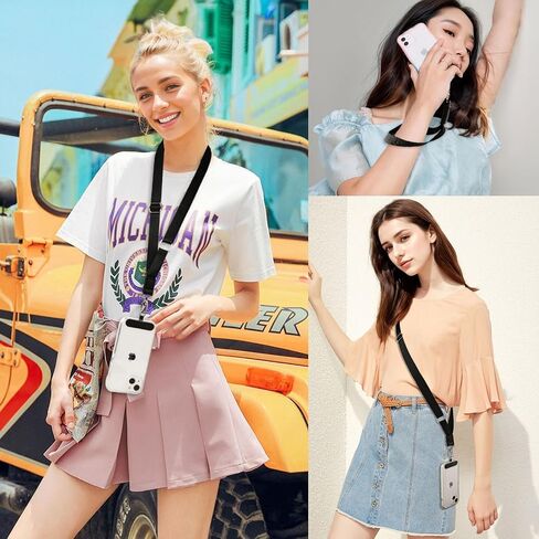 الهاتف الحبل Crossbody حزام المعصم حزام 1 حزمة سلسلة الهاتف الخليوي مكافحة سرقة الرقبة حامل الهاتف حزام المعصم وحقيبة الهاتف Crossbody مع ملحقات حزام الهاتف للانفصال (أسود) in Saudi Arabia