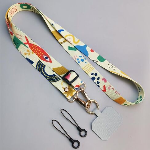 Beautiful Art Crossbody Phone Lanyard, Adjustable Phone Rope Strap for Wallet Phone Case ID Badge +Fruit Keychain in Saudi Arabia