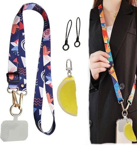 Beautiful Art Crossbody Phone Lanyard, Adjustable Phone Rope Strap for Wallet Phone Case ID Badge +Fruit Keychain in Saudi Arabia