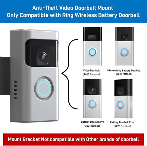 All-New Anti-Theft Video Doorbell Mount Compatible with Ring Battery Doorbell and Ring Battery Doorbell Plus/Pro No-Drill Ring Doorbell Holder Accessories for Houses, Apartments (Silver) in Saudi Arabia