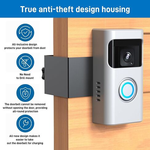 All-New Anti-Theft Video Doorbell Mount Compatible with Ring Battery Doorbell and Ring Battery Doorbell Plus/Pro No-Drill Ring Doorbell Holder Accessories for Houses, Apartments (Silver) in Saudi Arabia