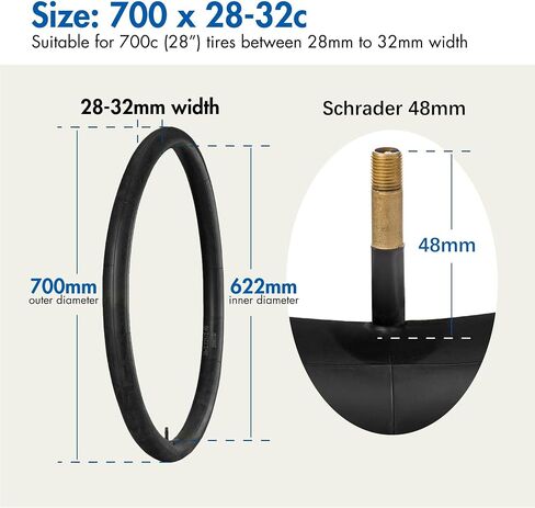 LotFancy 700 x 28C/30C/32C Bike Tubes, 2Pcs 700x28C/700x30C/700x32C (28-622/30-622/32-622) 28 x 1 5/8 x 1 1/4 Tube with 2 Tire Levers in Saudi Arabia