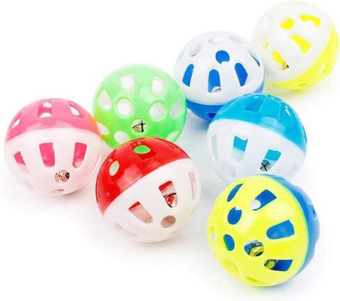 JJLFresheners 10 PCS 4CM Cat Toy Ball with Bell, Pet Toy Cat Bell Ball Cat Toy with Bell Cat Jingle Balls for Cats Kitten, Plastic Cat Toys Jingle Balls Pounce Chase Rattle Ball Toys Random Color in Saudi Arabia