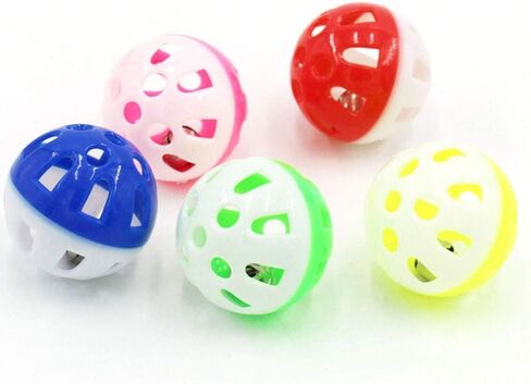 JJLFresheners 10 PCS 4CM Cat Toy Ball with Bell, Pet Toy Cat Bell Ball Cat Toy with Bell Cat Jingle Balls for Cats Kitten, Plastic Cat Toys Jingle Balls Pounce Chase Rattle Ball Toys Random Color in Saudi Arabia