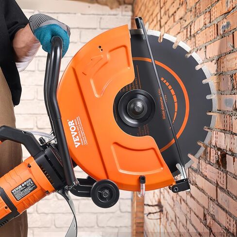 VEVOR Electric Concrete Saw, 9 in Circular Saw Cutter with 3.5 in Cutting Depth, Wet/Dry Disk Saw Cutter Includes Water Line, Pump and Blade, for Stone, Brick, Porcelain, Concrete, 1800W/15A Motor in Saudi Arabia