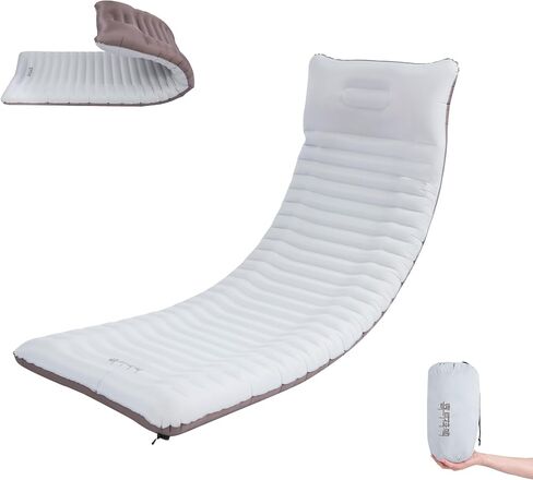 Backpacking Sleeping Pad with Pillow Inflatable Sleeping Pad for Camping with 4-Layer Design - 3.3 R Value - Thick 3.9" -20D Nylon+TPU Reversible Sleeping Pad Lightweight Waterproof Camping Essentials in Saudi Arabia