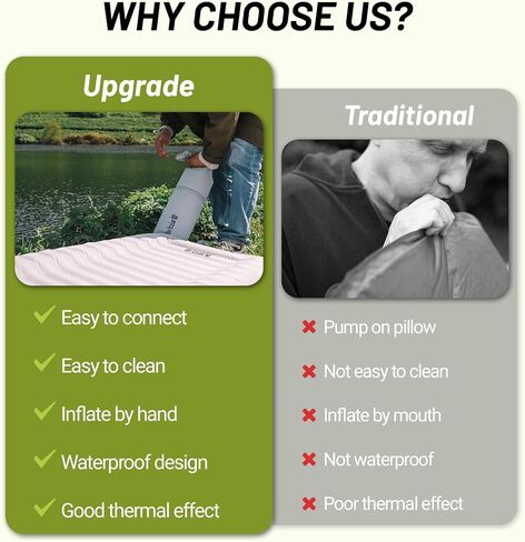 Backpacking Sleeping Pad with Pillow Inflatable Sleeping Pad for Camping with 4-Layer Design - 3.3 R Value - Thick 3.9" -20D Nylon+TPU Reversible Sleeping Pad Lightweight Waterproof Camping Essentials in Saudi Arabia