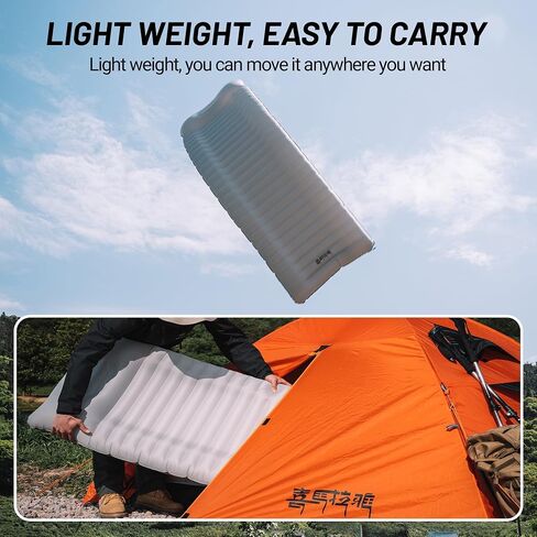 Backpacking Sleeping Pad with Pillow Inflatable Sleeping Pad for Camping with 4-Layer Design - 3.3 R Value - Thick 3.9" -20D Nylon+TPU Reversible Sleeping Pad Lightweight Waterproof Camping Essentials in Saudi Arabia